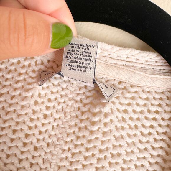 Bass Cream Knit Open Front Pocket Cardigan Sweater - XL - Picture 4 of 7